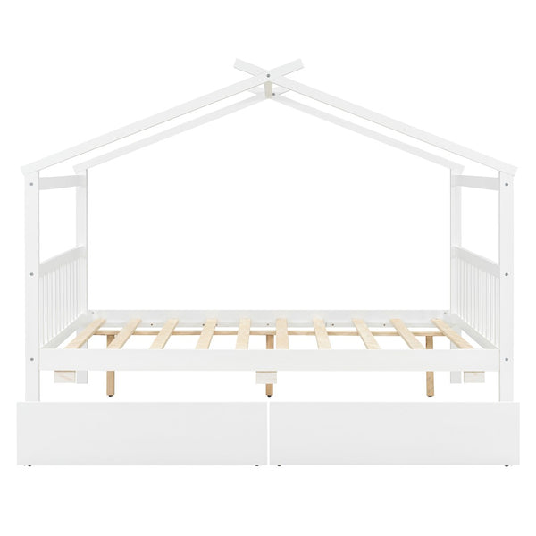 English Elm Twin House Bed Solid Pine Kids Cottage Frame with Storage Drawers Imaginative Room N708P309247K