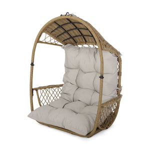 English Elm Christopher Knight Home® - Malia Wicker Hanging Chair With Plush Cushion - Stylish Indoor/Outdoor Seating For Relaxation & Comfort 67677.00LBGE