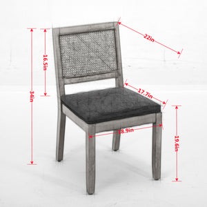 English Elm Farmhouse Rattan Dining Chairs Set of 2 with Linen Upholstery, Cane Back & Solid Wood Frame, Comfortable Beige W1143P332689