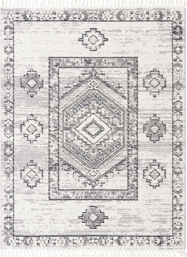 Unique Loom Cherokee Boone Machine Made Geometric Rug Sand, Gray/Black 7' 10" x 10' 0"