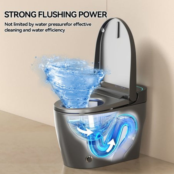 English Elm Unique Intelligent One Piece Toilet with Bidet Warm Air Dryer and Auto Sensor Seat Gray W3133P476382