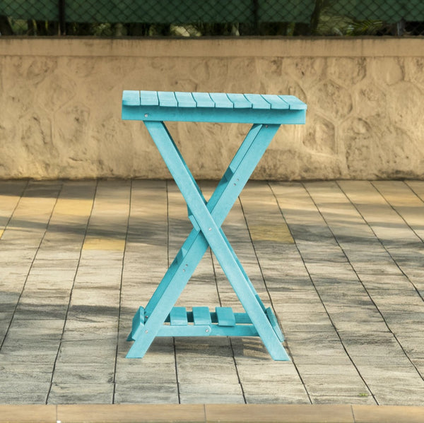 English Elm Summit Ridge Recycled Hdpe Outdoor Folding Bar Table Weather Resistant Eco Patio Teal B2745P409716