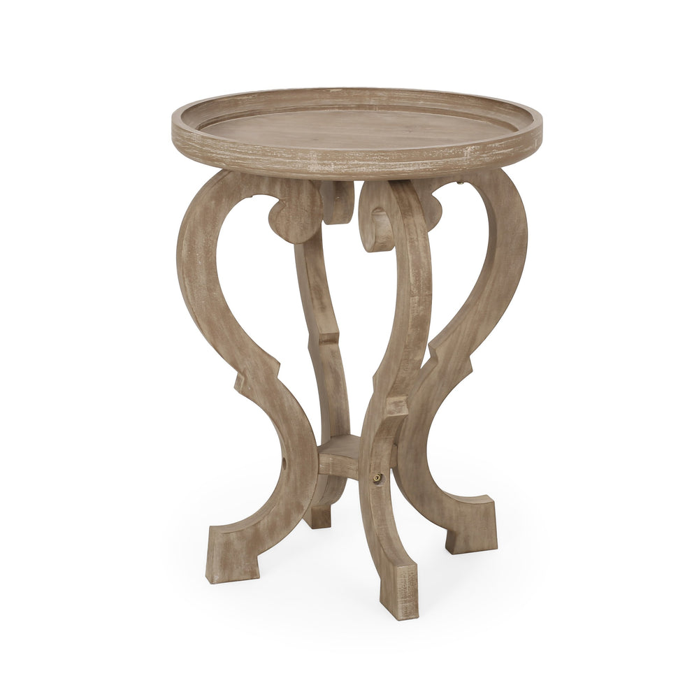 English Elm Christopher Knight Home® - End Table - Elegant French Country Accent Table With Hourglass Design & Natural Faux-Wood Finish N771P239454K
