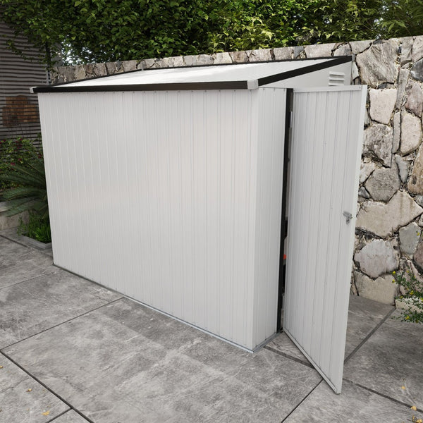English Elm Outsunny Lean to Galvanized Steel Outdoor Storage Shed with Lockable Door and Air Vents W2225P229425