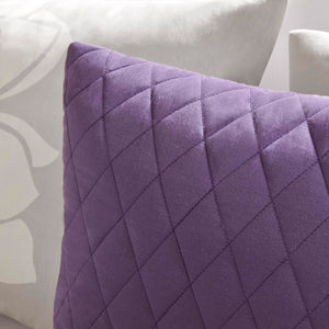 JLA Home Madison Park - 6 Piece Printed Duvet Cover Set with Floral & Stripe Motifs, OEKO-TEX Cotton, Button Closure Tie System Taupe Grey/Purple MP12-260
