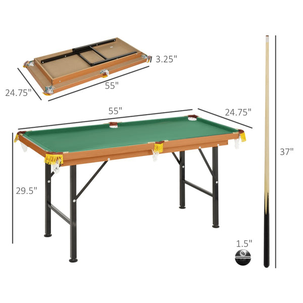 English Elm Soozier 55" Portable Folding Pool Table - Family-Friendly Game With Complete Accessories & Easy Storage W2225P217200-GIGA