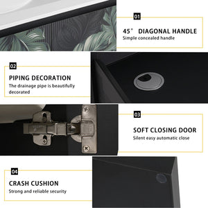 English Elm 30'' Floating Wall-Mounted Bathroom Vanity With Ceramic Sink & Soft-Close Doors For Modern Spaces P1 W999S00215-GIGA