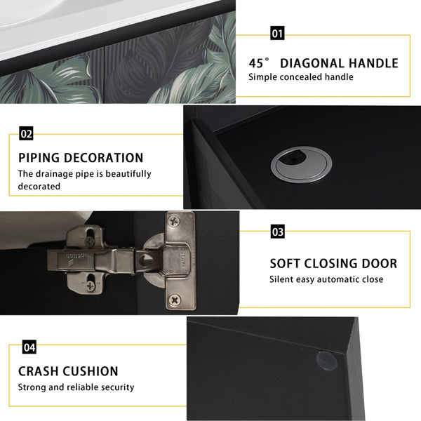 English Elm 30'' Floating Wall-Mounted Bathroom Vanity With Ceramic Sink & Soft-Close Doors For Modern Spaces P1 W999S00215-GIGA