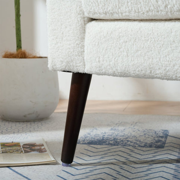 English Elm Modern Accent Chair Upholstered Armchair with Chenille Fabric, Ergonomic Padded Seat, Wood Legs for Living Room Seating Comfort and Stylish Mid Century Flair White W1028P236468