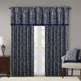 Madison Park Aubrey Traditional Jacquard Window Valance MP41-4899 Navy