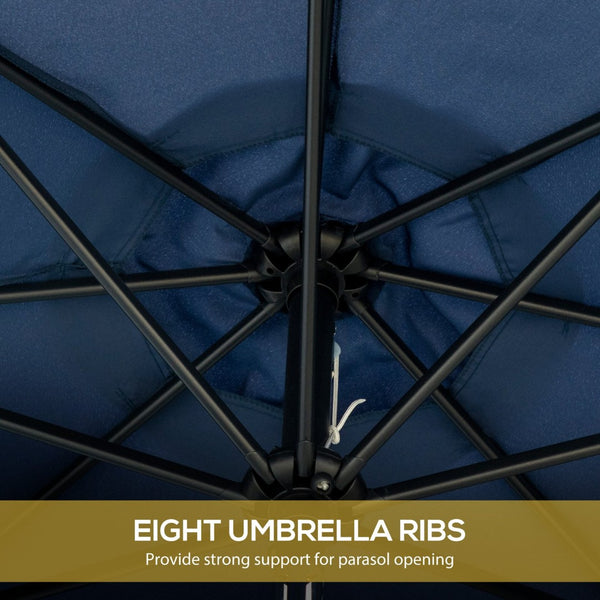 English Elm Outsunny 9ft Ruffled Fringe Patio Umbrella Vented Canopy Crank Tilt Resort Style W2225P200479