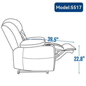 English Elm Up to 350 Lb Chenille Power Lift Recliner with Massage Heat and Charging Ports W1803S00070