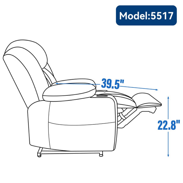 English Elm Up to 350 Lb Chenille Power Lift Recliner with Massage Heat and Charging Ports W1803S00070