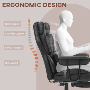 English Elm HOMCOM Heated Massage Executive Office Chair with 6-Point Vibration, Lumbar Support & Footrest Black W2225P250028