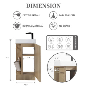 English Elm 16 16 inch bathroom vanity sink combo for small spaces with stone sink, soft-close doors, storage pockets Natural Ash 19.3 L x 13 W x 30.7 H W3520P327621