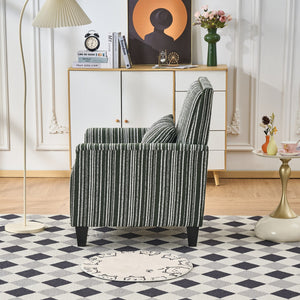 English Elm Modern Striped Upholstered Accent Chair with Arms, Nailhead Trim, Solid Wood Frame and Plush Foam Seating Green W3373P363922