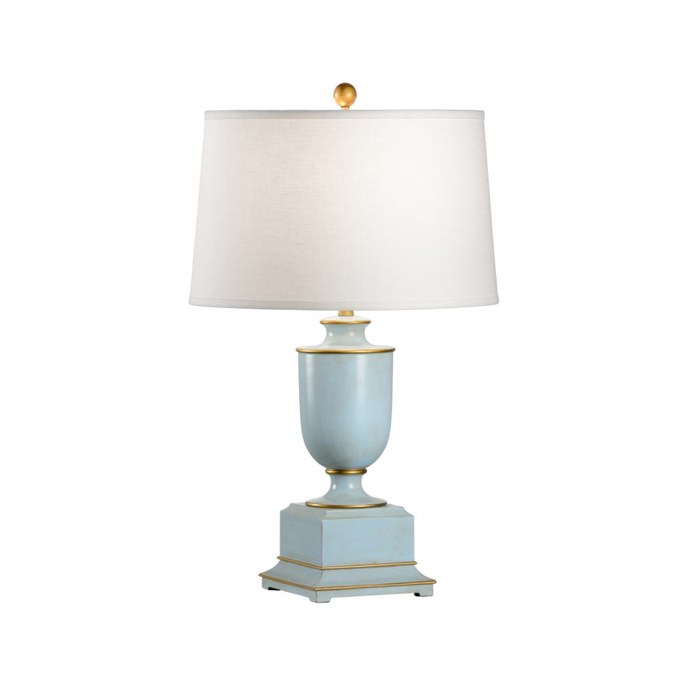 Wildwood Old Washed Urn Lamp Vintage Blue Finish, Hand-Painted Antiqued Urn Silhouette For Coastal Farmhouse Decor, 30" Tall Ambient Lighting 8882-2