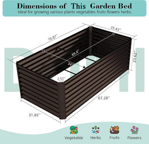 English Elm 6x3x1.5ft Galvanized Steel Raised Garden Bed Deep Root Planter for Yard Vegetables Brown W1859P430203