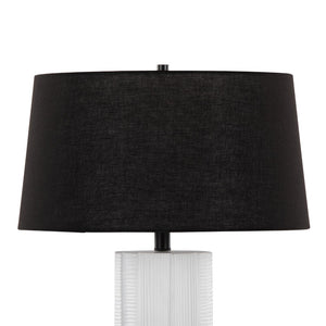 English Elm Petra Sculptural Cream Polyresin Table Lamp Set Glam Art Deco Black Linen Shade B202P224185