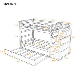 English Elm Twin-over-twin Bunk Bed with Trundle Stair Storage Kids Shared Bedroom White LT000064AAE