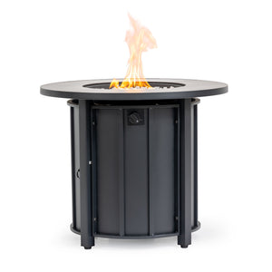 English Elm 30" 30inch Propane Fire Pit Table 50,000 BTU Steel Frame Wood Grain Ceramic Top Outdoor Patio W853P301524