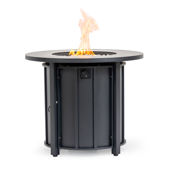 English Elm 30" 30inch Propane Fire Pit Table 50,000 BTU Steel Frame Wood Grain Ceramic Top Outdoor Patio W853P301524