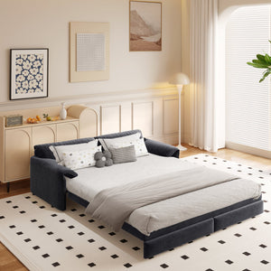 English Elm 66" Queen Pull Out Sofa Bed - 3-In-1 Convertible Velvet Loveseat With Side Storage For Small Spaces W1885S00223