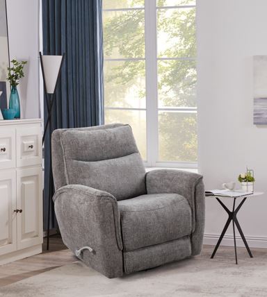 English Elm Man Wah Brisbane Upholstered Swivel Recliner In Granite - Stylish Comfort, Durable Chenille Design B2707P311397