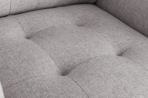 English Elm Victoria Tufted Linen Accent Armchair with Silver Legs Side Pockets and Throw Pillow B06177997