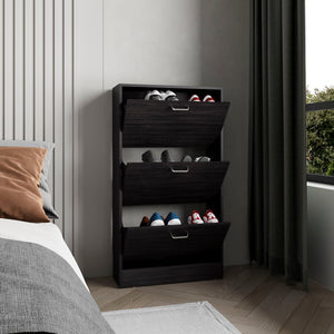 English Elm Inola High Pull Down Shoe Rack — Slim Triple-Tier Entryway Organizer in Black Wenge, Scratch-Resistant Finish B070P337147