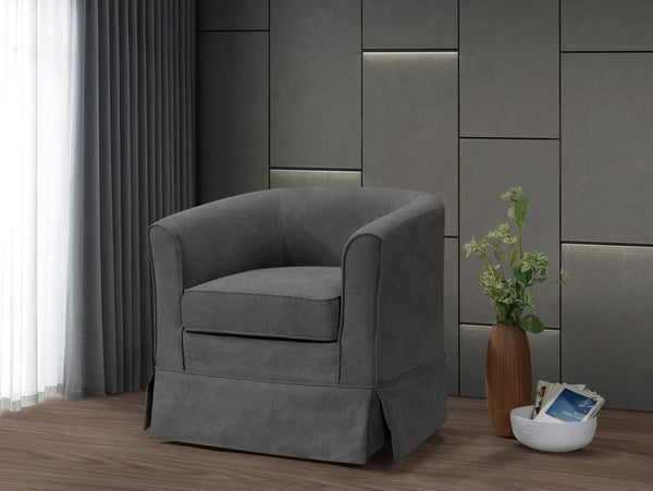 English Elm Tucker Woven Fabric Barrel Swivel Chair Sculptural Accent for Living Room Spaces B06178004