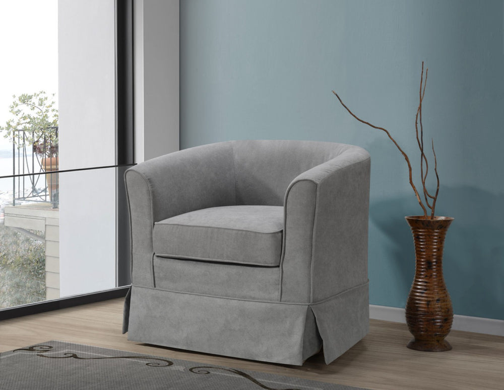 English Elm Tucker Woven Fabric Barrel Swivel Chair Sculptural Accent for Living Room Spaces B06178007