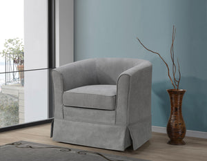 English Elm Tucker Woven Fabric Barrel Swivel Chair Sculptural Accent for Living Room Spaces B06178007