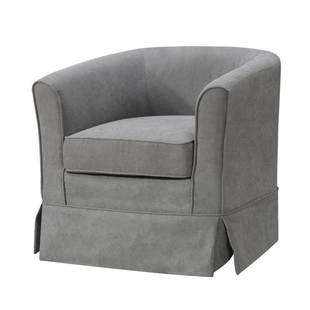English Elm Tucker Woven Fabric Barrel Swivel Chair Sculptural Accent for Living Room Spaces B06178007