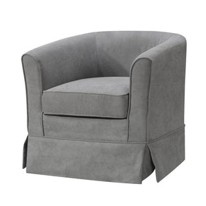 English Elm Tucker Woven Fabric Barrel Swivel Chair Sculptural Accent for Living Room Spaces B06178007