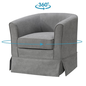 English Elm Tucker Woven Fabric Barrel Swivel Chair Sculptural Accent for Living Room Spaces B06178007