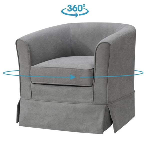 English Elm Tucker Woven Fabric Barrel Swivel Chair Sculptural Accent for Living Room Spaces B06178007