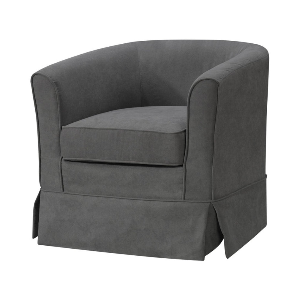English Elm Tucker Woven Fabric Barrel Swivel Chair Sculptural Accent for Living Room Spaces B06178004
