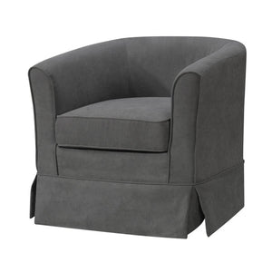 English Elm Tucker Woven Fabric Barrel Swivel Chair Sculptural Accent for Living Room Spaces B06178004