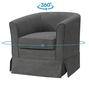 English Elm Tucker Woven Fabric Barrel Swivel Chair Sculptural Accent for Living Room Spaces B06178004
