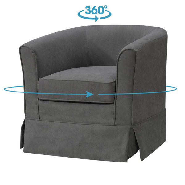 English Elm Tucker Woven Fabric Barrel Swivel Chair Sculptural Accent for Living Room Spaces B06178004