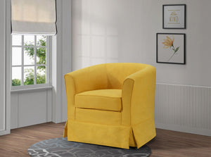 English Elm Tucker Woven Fabric Barrel Swivel Chair Sculptural Accent for Living Room Spaces B06178005