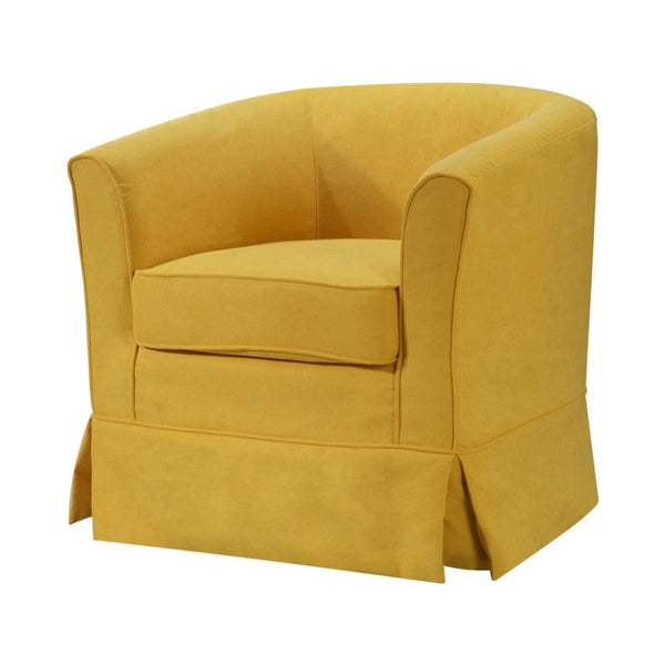English Elm Tucker Woven Fabric Barrel Swivel Chair Sculptural Accent for Living Room Spaces B06178005