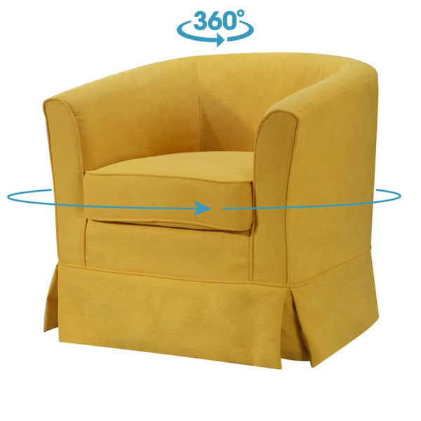 English Elm Tucker Woven Fabric Barrel Swivel Chair Sculptural Accent for Living Room Spaces B06178005