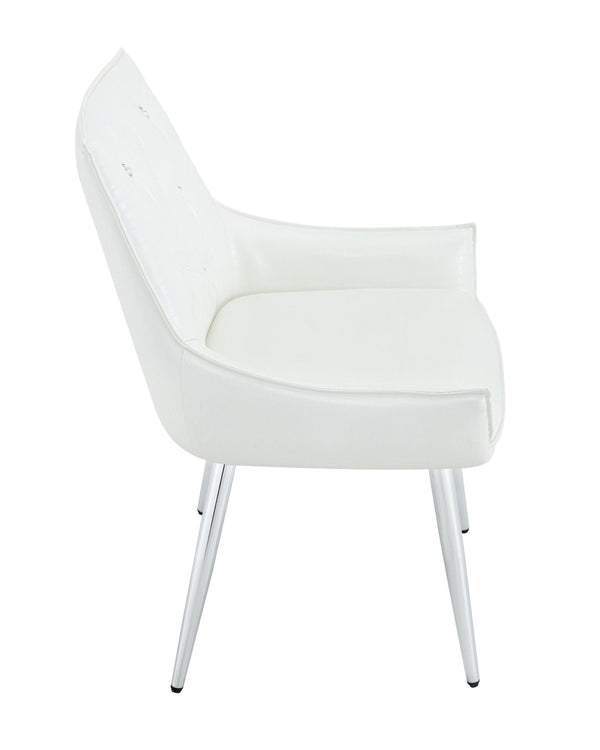 English Elm Crocodile Textured Pu Leather Accent Chair Diamond Tufted with Chrome Metal Legs W3493P456345