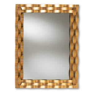 Baxton Studio Baxton Studio Arpina Antique Gold Ripple-Effect Wall Mirror - Modern Accent for Any Room Decor RXW-8002