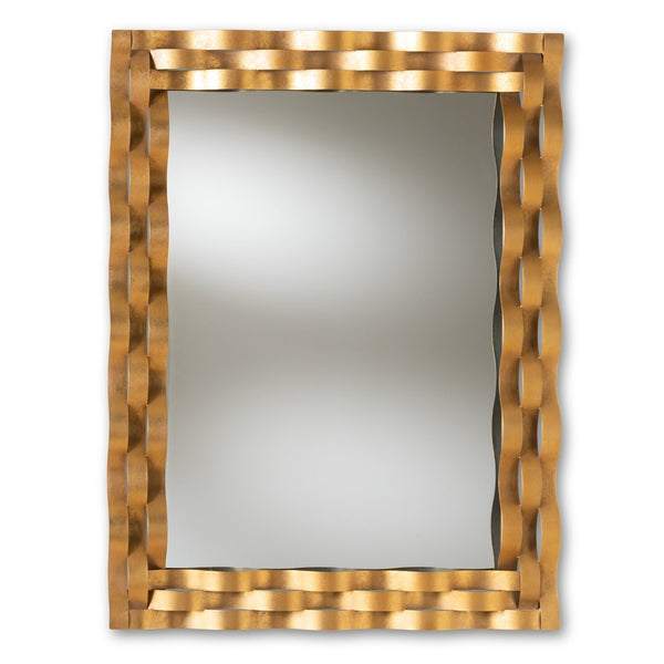 Baxton Studio Baxton Studio Arpina Antique Gold Ripple-Effect Wall Mirror - Modern Accent for Any Room Decor RXW-8002