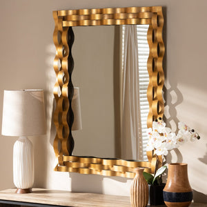 Baxton Studio Baxton Studio Arpina Antique Gold Ripple-Effect Wall Mirror - Modern Accent for Any Room Decor RXW-8002