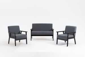 English Elm Bahamas Espresso Wood Frame Loveseat and Chair Set for Compact Living Rooms B061S00269