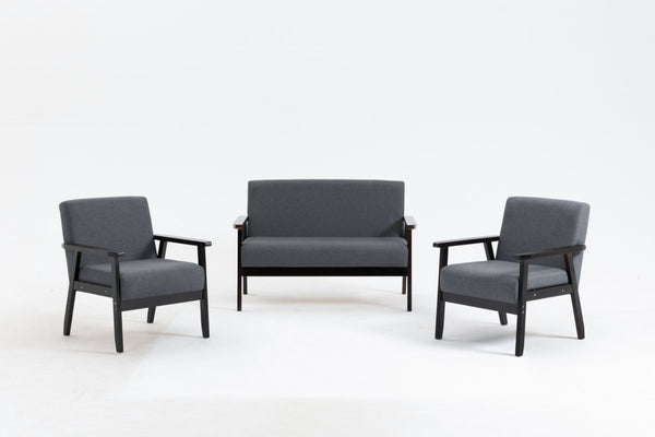 English Elm Bahamas Espresso Wood Frame Loveseat and Chair Set for Compact Living Rooms B061S00269